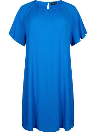 Viskosekleid mit kurzen Ärmeln, Victoria blue, Packshot image number 0