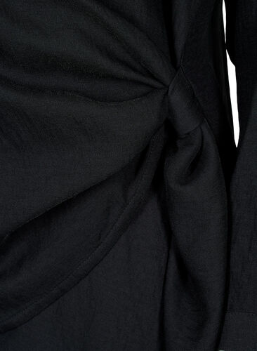 Langärmelige Bluse aus Viskose in Wickeloptik, Black, Packshot image number 3