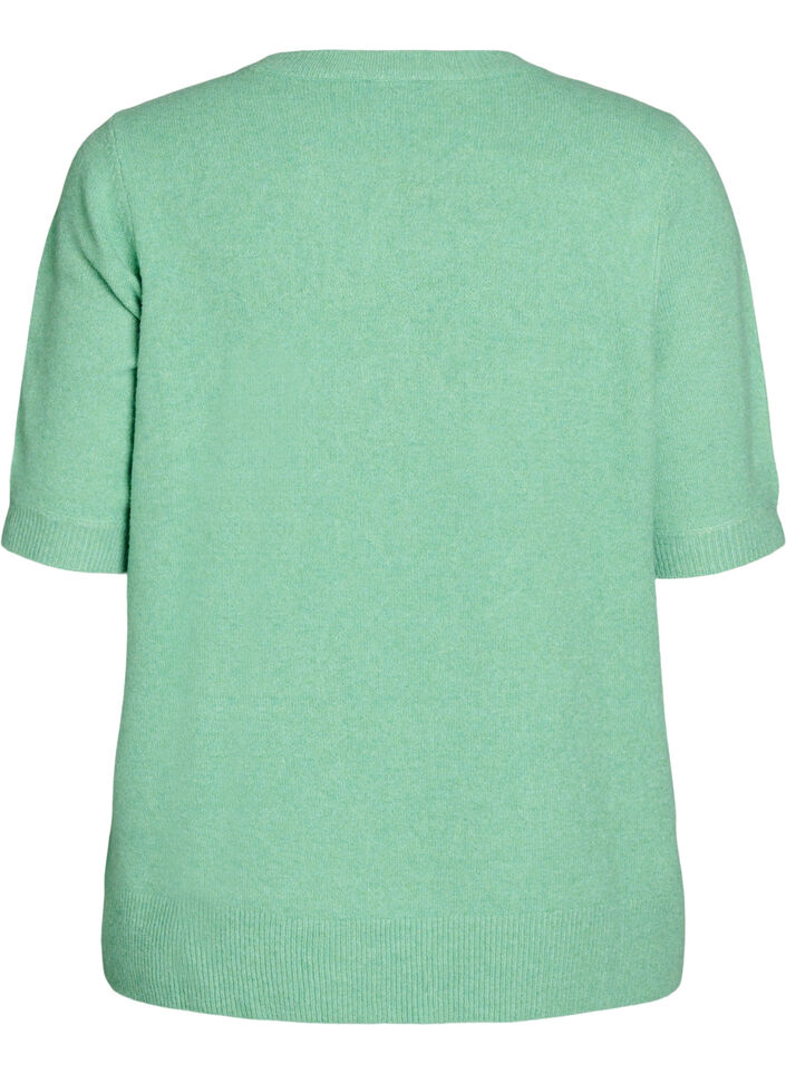 Strickbluse mit kurzen &Auml;rmeln, Gr&uuml;n, Packshot image number 1