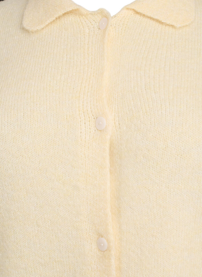 Strickjacke mit Kragen und Knöpfen, Gelb, Packshot image number 2