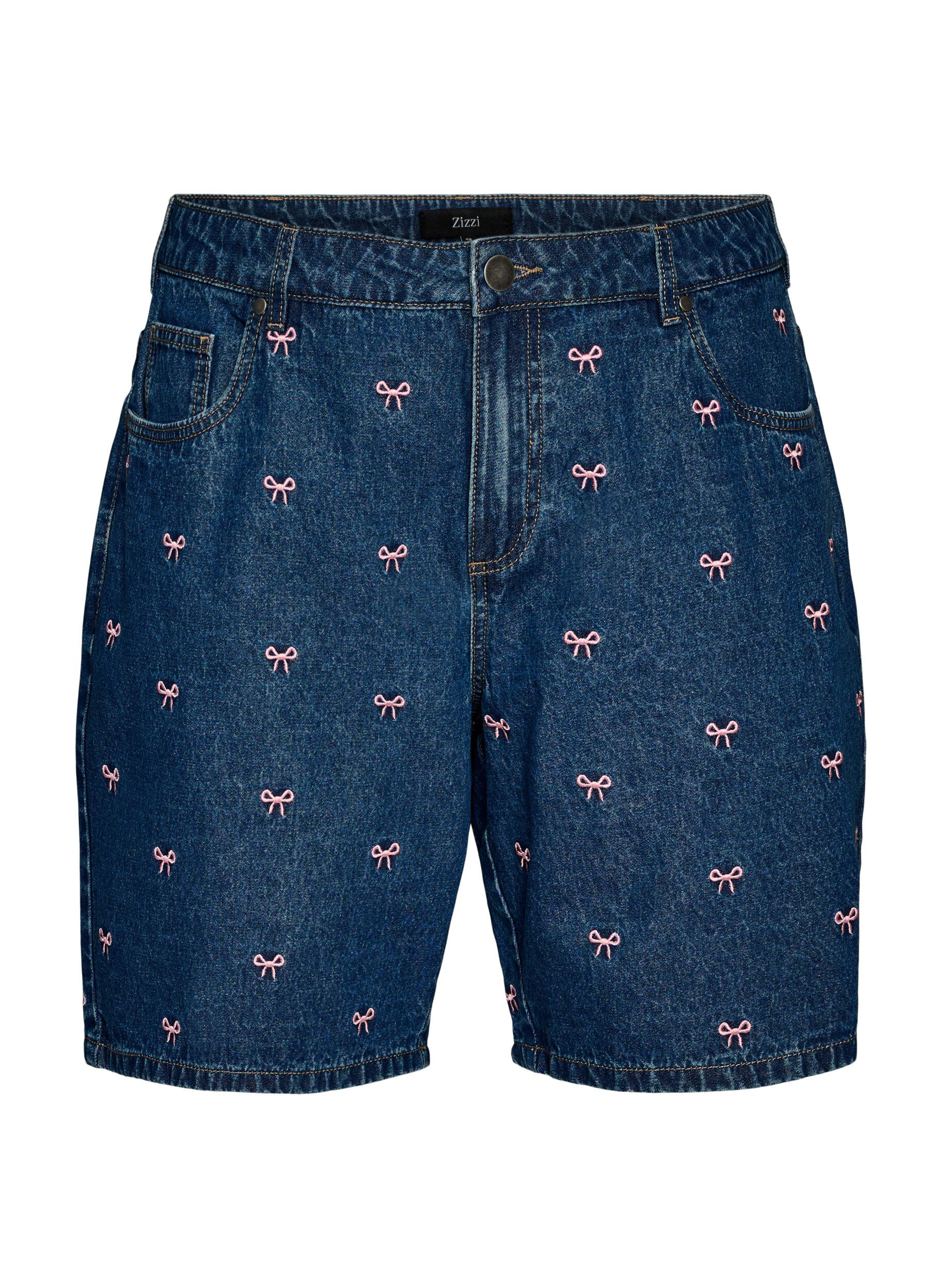 ZizziBestickte Denimshorts, Blau, Packshot image number 0