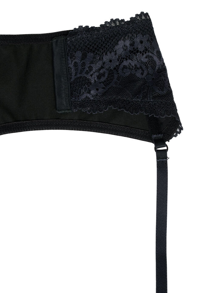 Glänzender Strumpfhalter mit Spitze, Black, Packshot image number 3