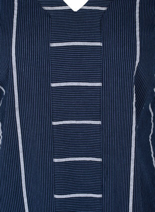 Gestreifte Tunika aus Baumwolle mit 3/4-Ärmeln, N.Sky w.White Stripe, Packshot image number 2