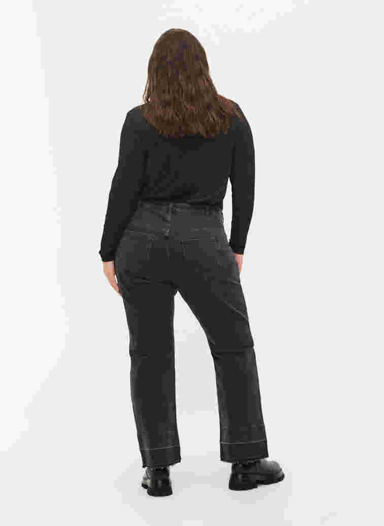 Wide Fit Jeans mit hoher Taille, Grey Denim, Model