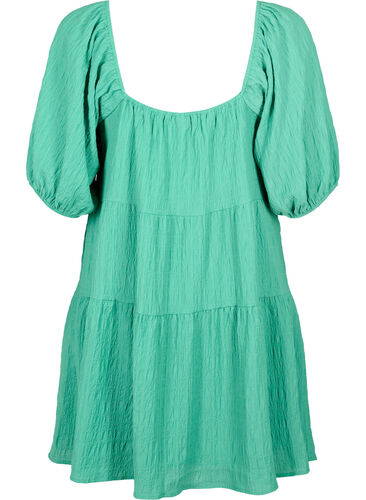 A-förmiges kurzes Kleid mit V-Ausschnitt, Deep Mint, Packshot image number 1