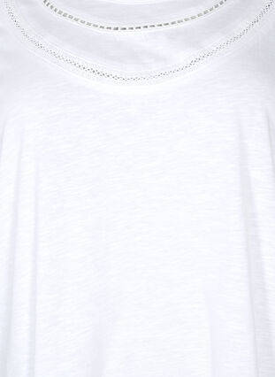 T-Shirt aus Baumwolle mit Spitzenband, Bright White, Packshot image number 2