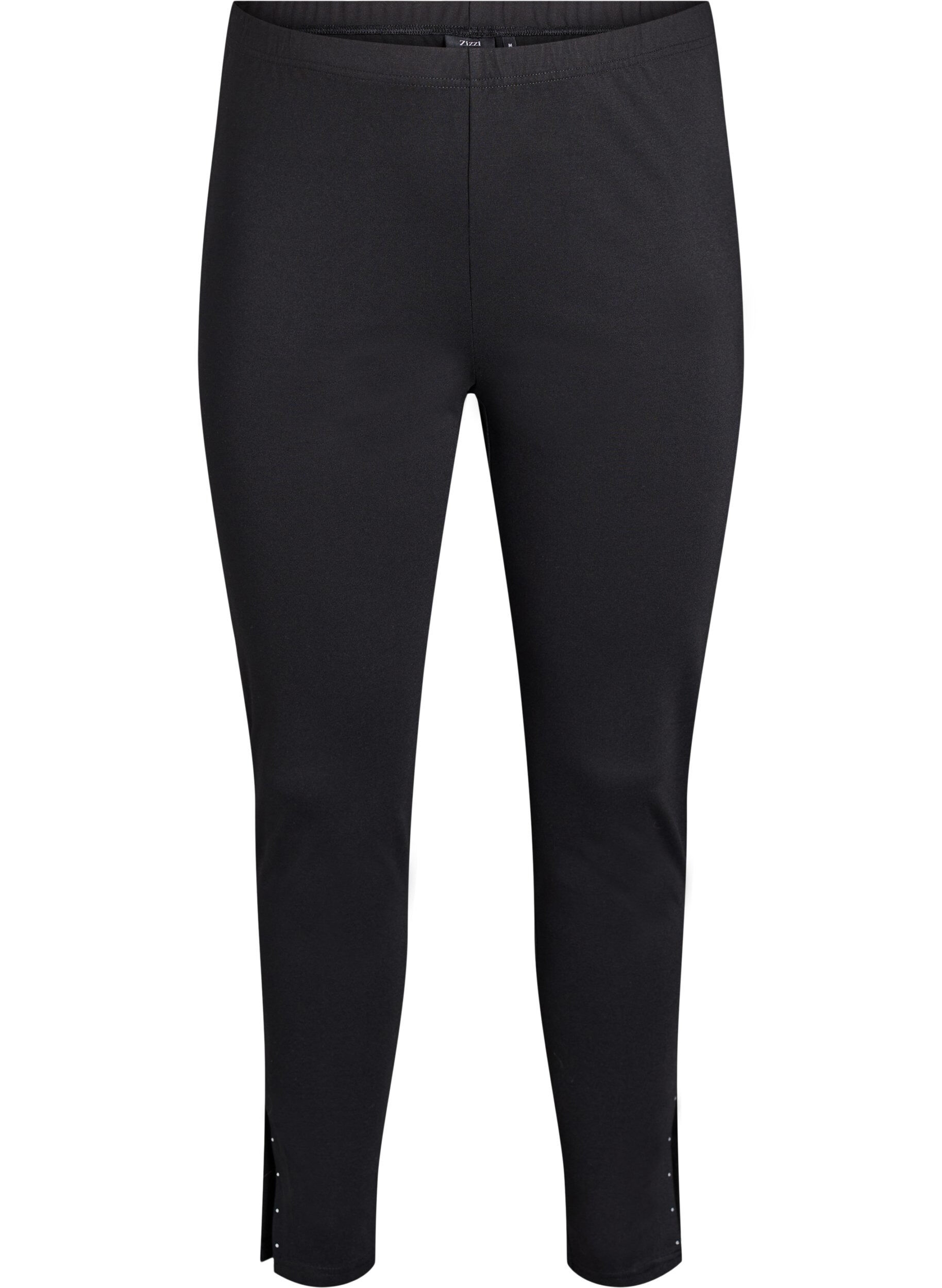 Zizzi Leggings mit Schlitzen und kleinen Strasssteinen, Schwarz, Packshot image number 0