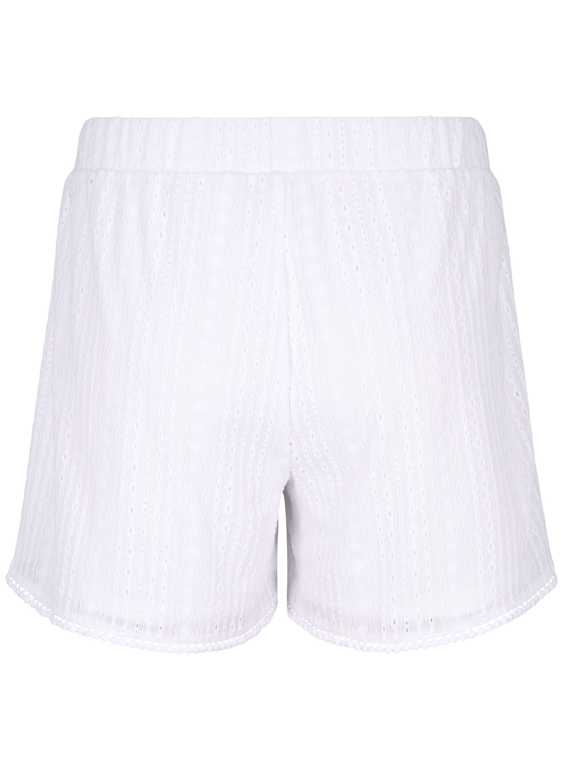 Zizzi Kurze Hosen mit Strukturmuster, Bright White, Packshot image number 1
