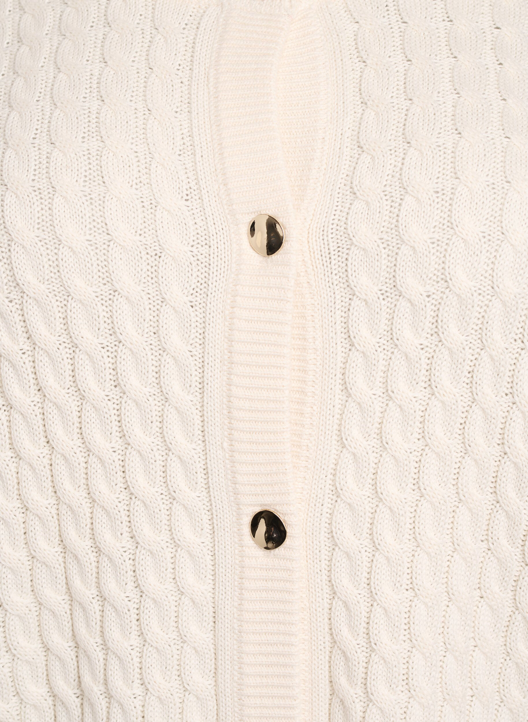 ZizziZopfmuster-Strickjacke mit goldenen Kn&ouml;pfen, Vanille, Packshot image number 2