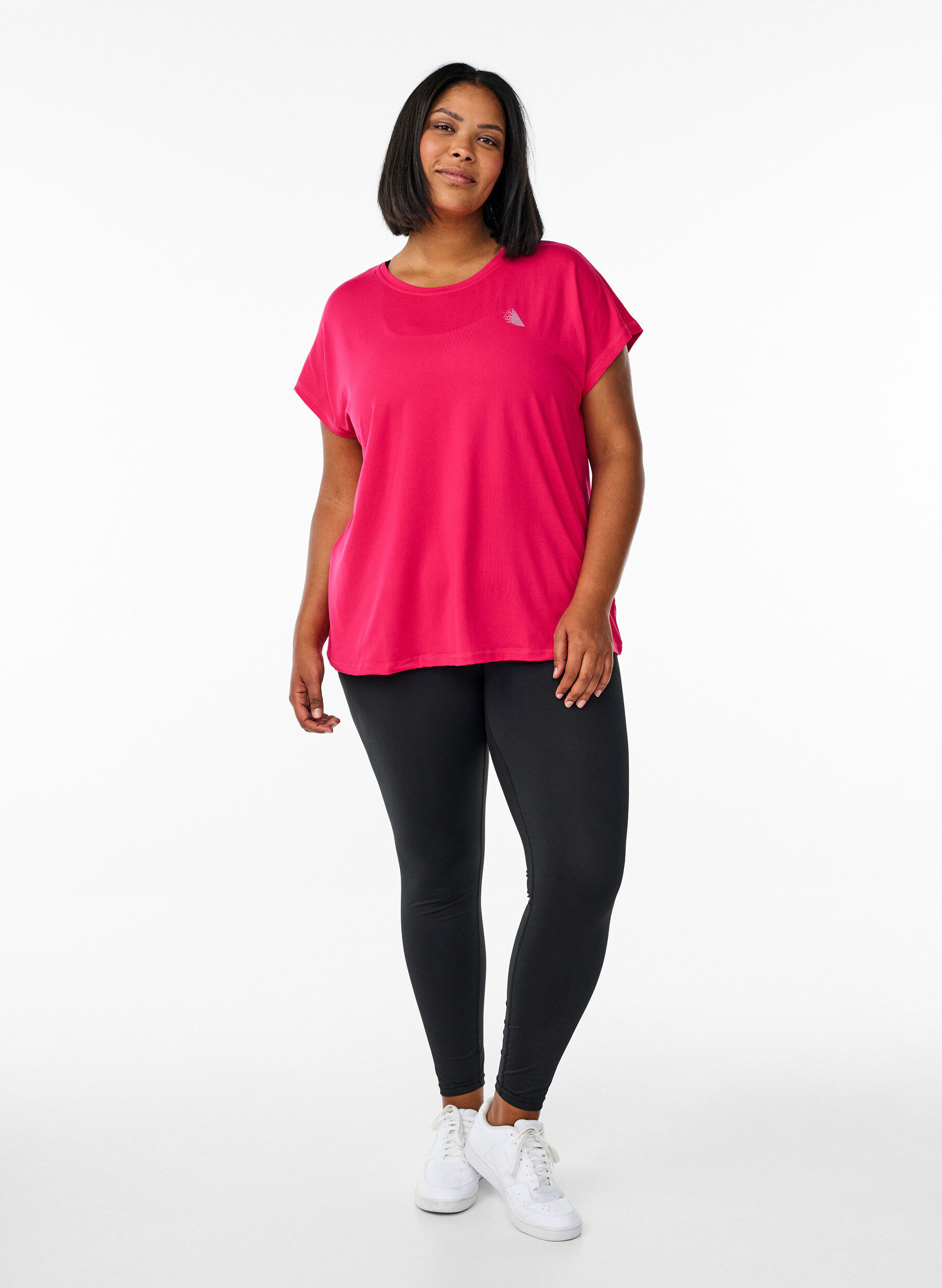 Zizzi Einfarbiges Trainings-T-Shirt, Pink, Model image number 1