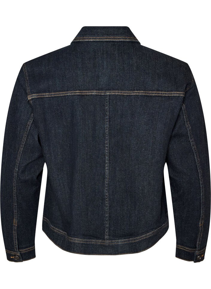 Klassische Jeansjacke mit Kontrastn&auml;hten, Blau, Packshot