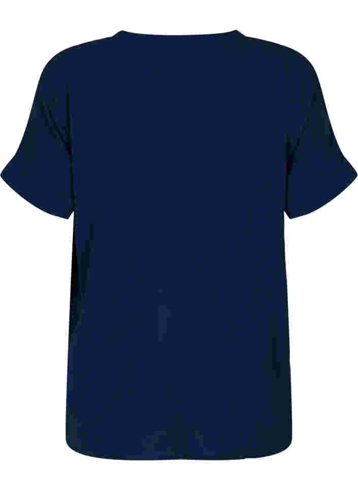Kurzärmelige Bluse mit V-Ausschnitt, Navy Blazer, Packshot image number 1