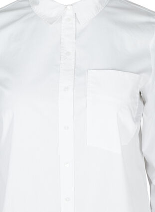 Lange Baumwollbluse mit Brusttasche, White, Packshot image number 2