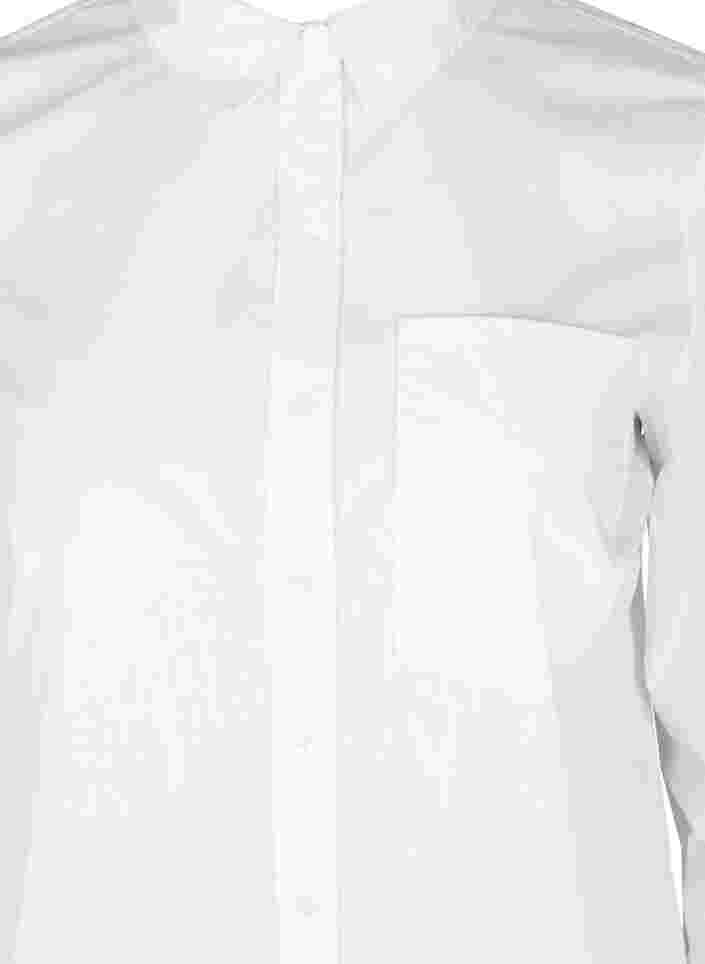 Lange Baumwollbluse mit Brusttasche, White, Packshot image number 2