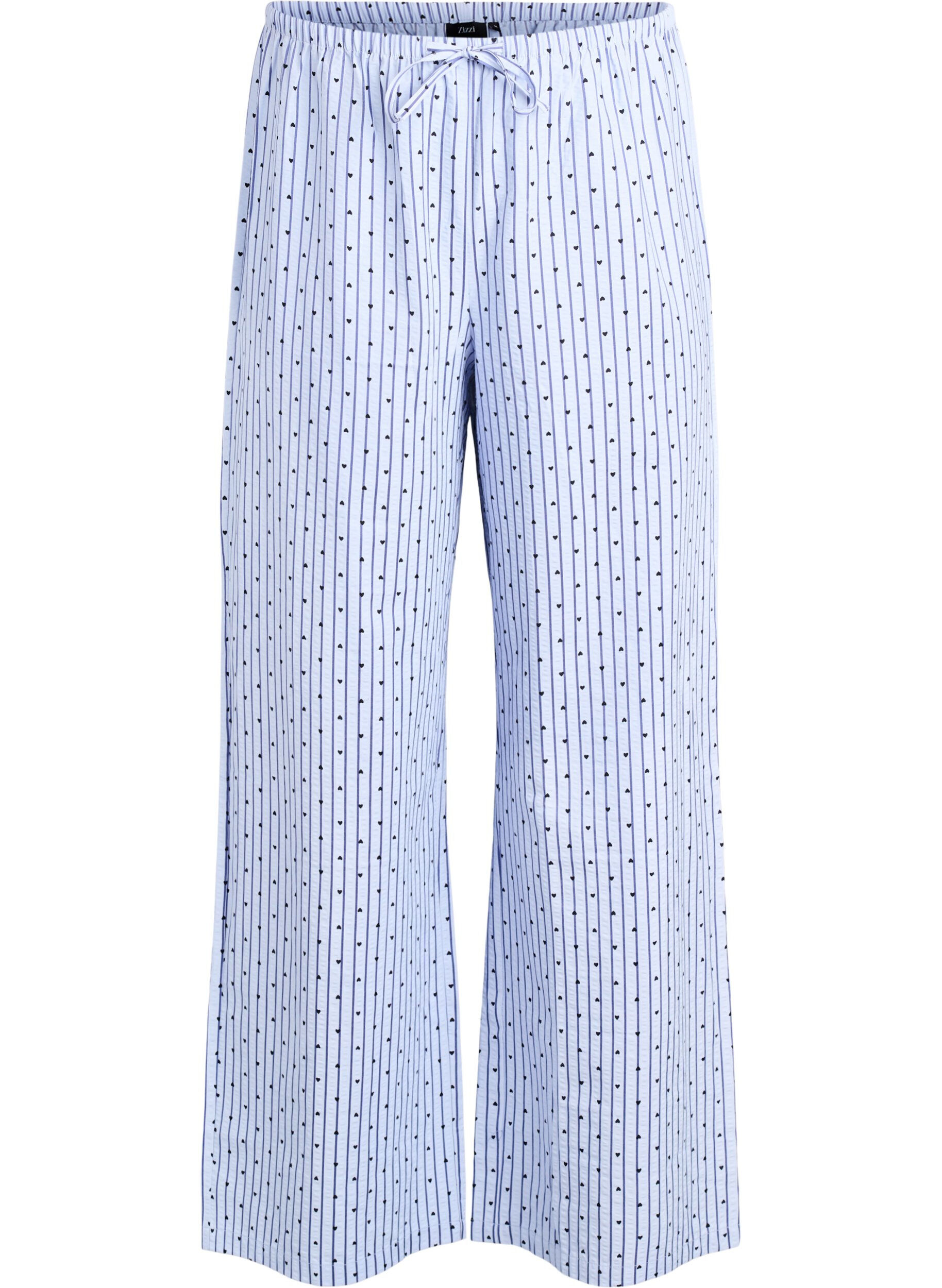 Zizzi Lockere Pyjamahose aus Seersucker mit hoher Taille, Blau, Packshot image number 0