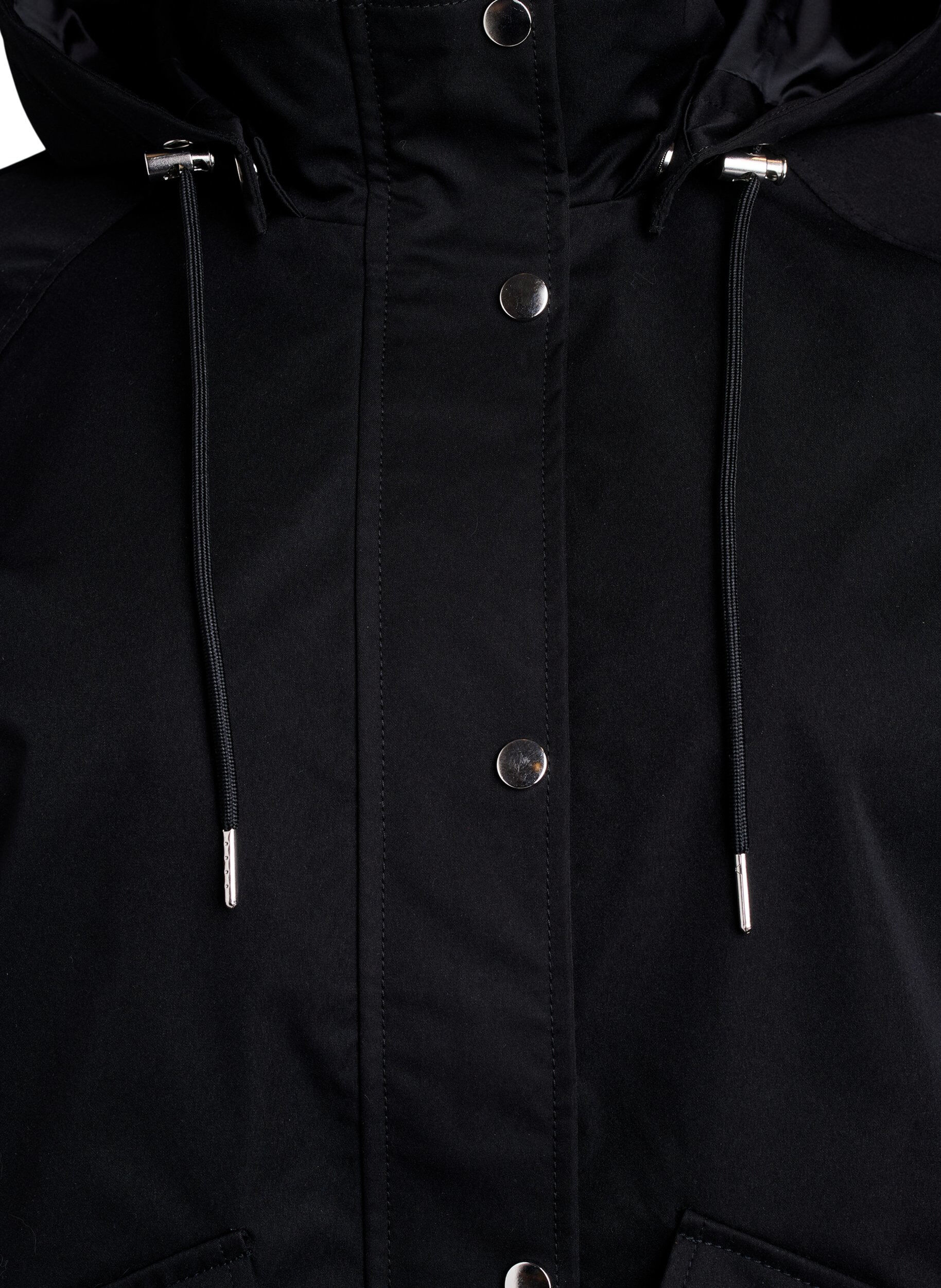 Zizzi Kurze Fr&uuml;hlingsjacke mit abnehmbarer Kapuze, Schwarz, Packshot image number 2