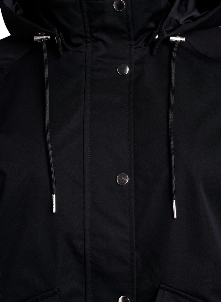 Kurze Frühlingsjacke mit abnehmbarer Kapuze, Schwarz, Packshot image number 2