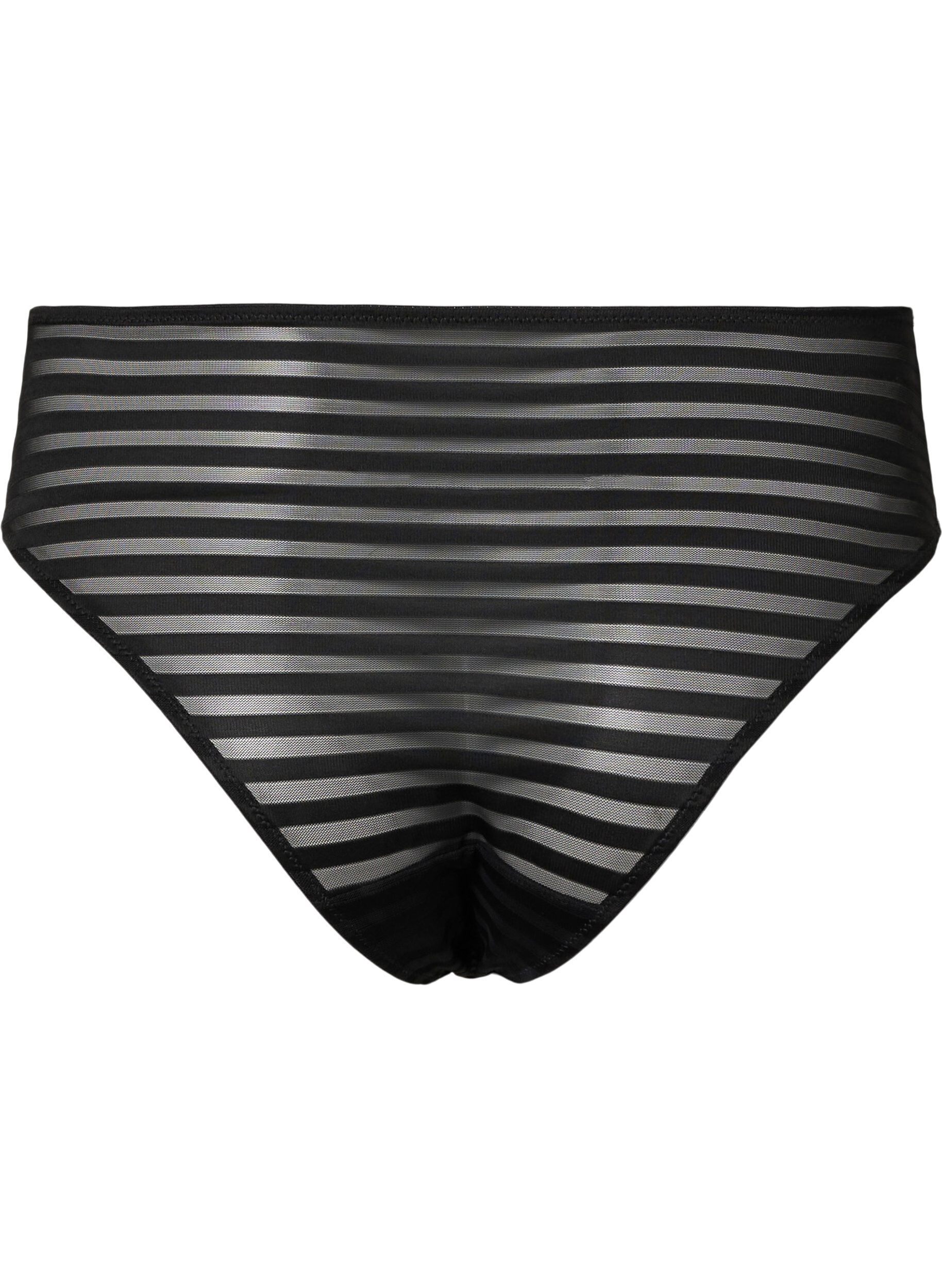 Zizzi Gestreifte Tai-Panty mit normaler Taille, Black, Packshot image number 1