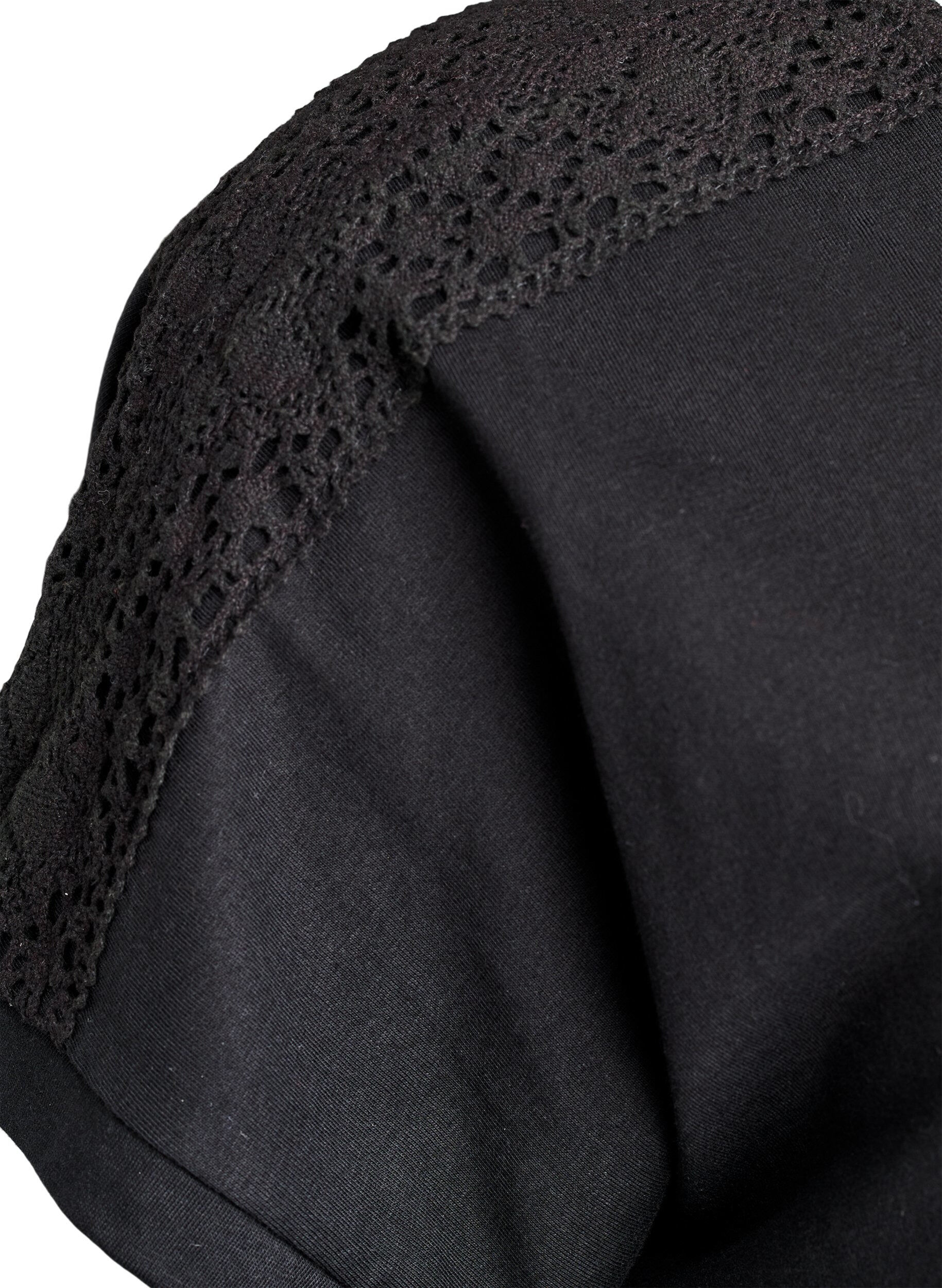 ZizziT-Shirt aus Baumwolle mit H&auml;keldetail, Schwarz, Packshot image number 2