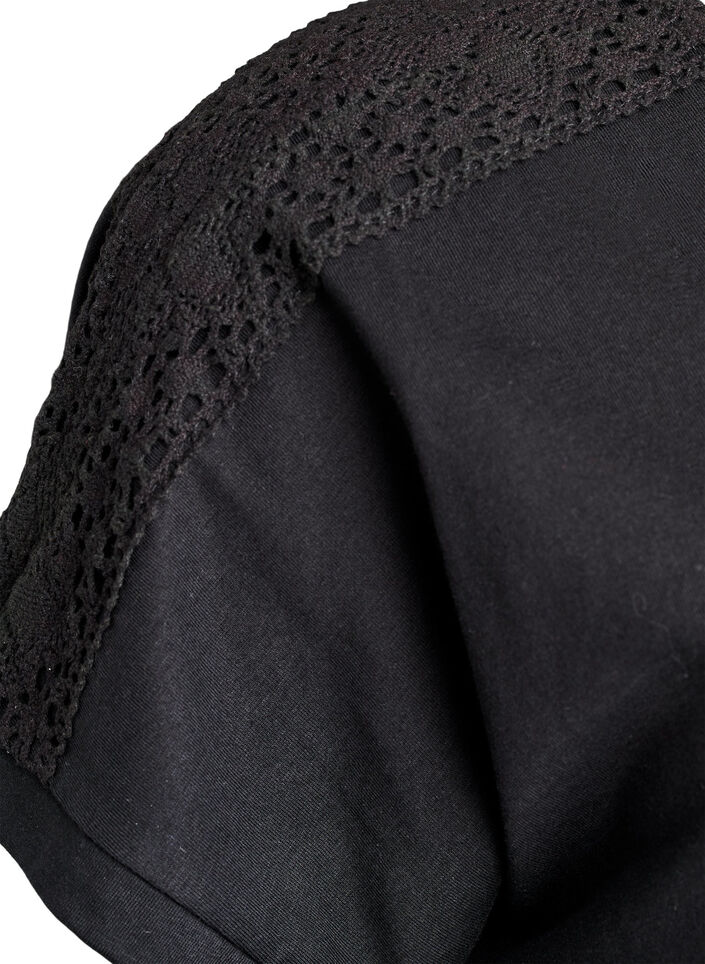 T-Shirt aus Baumwolle mit H&auml;keldetail, Schwarz, Packshot image number 2