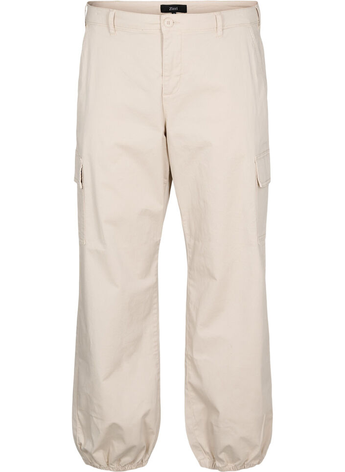 Cargohose mit hoher Taille, Beige, Packshot image number 0