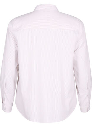 Langärmliges Baumwollhemd, White Taupe Stripe, Packshot image number 1