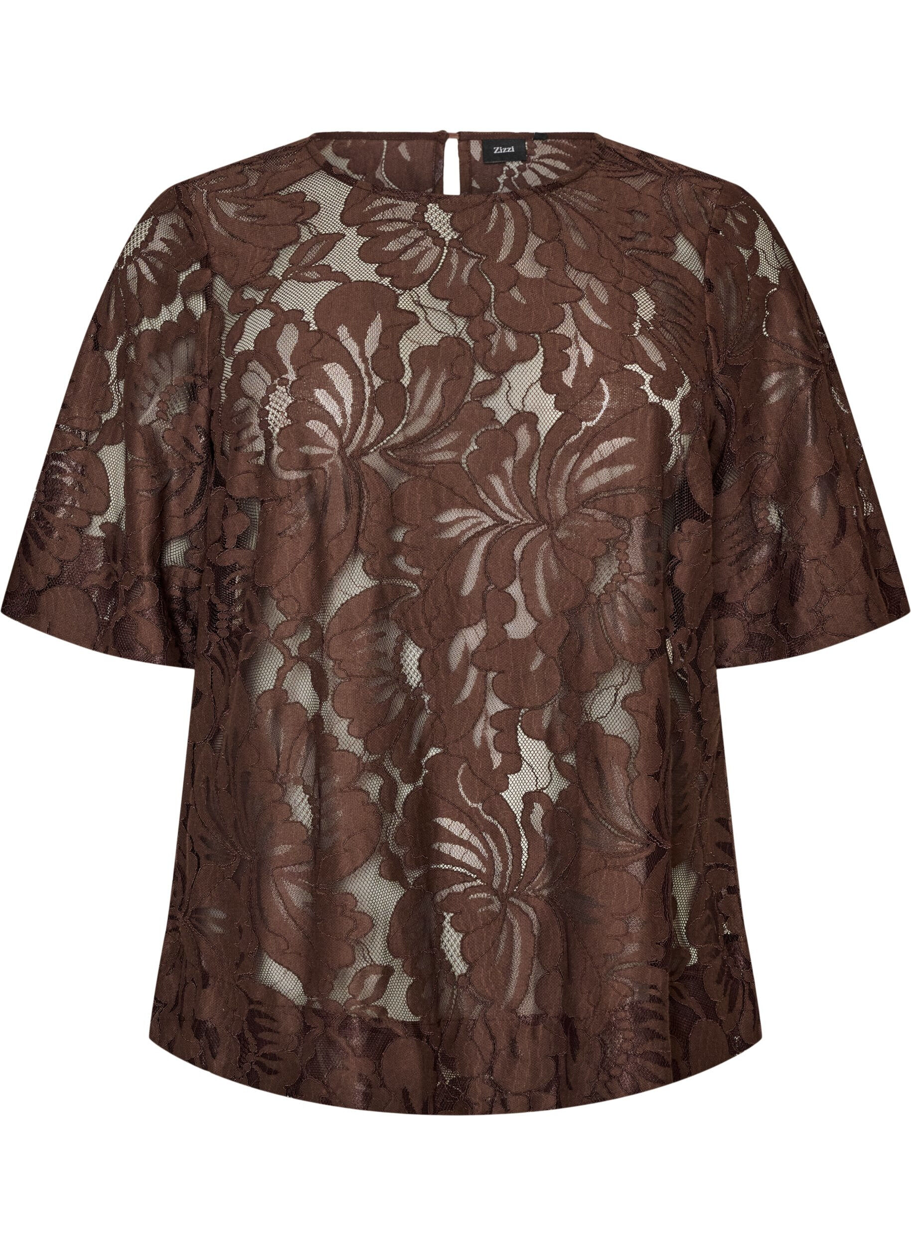 Bluse aus Spitze mit kurzen &Auml;rmeln