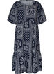 Kn&ouml;chellanges Kleid aus Viskose mit Paisley-Print und kurzen &Auml;rmeln, Blau, Packshot image number 0