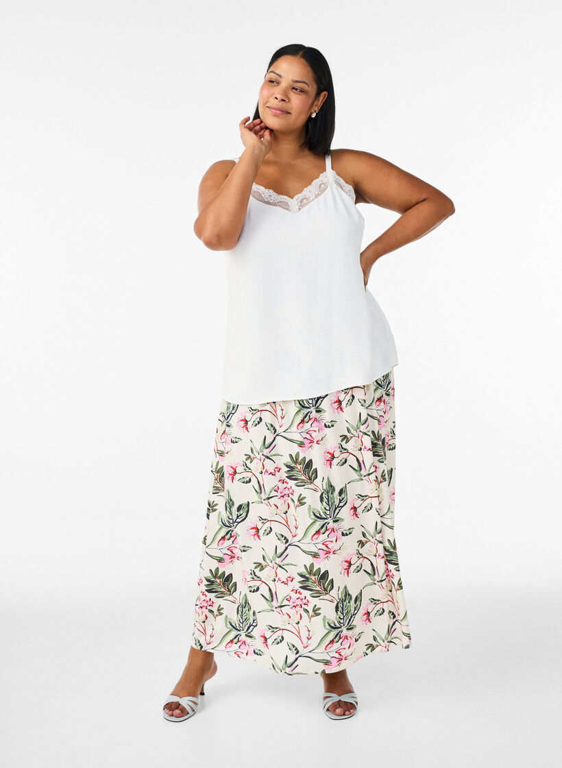 Maxirock aus Viskose mit Smock, Vanille, Model image number 0