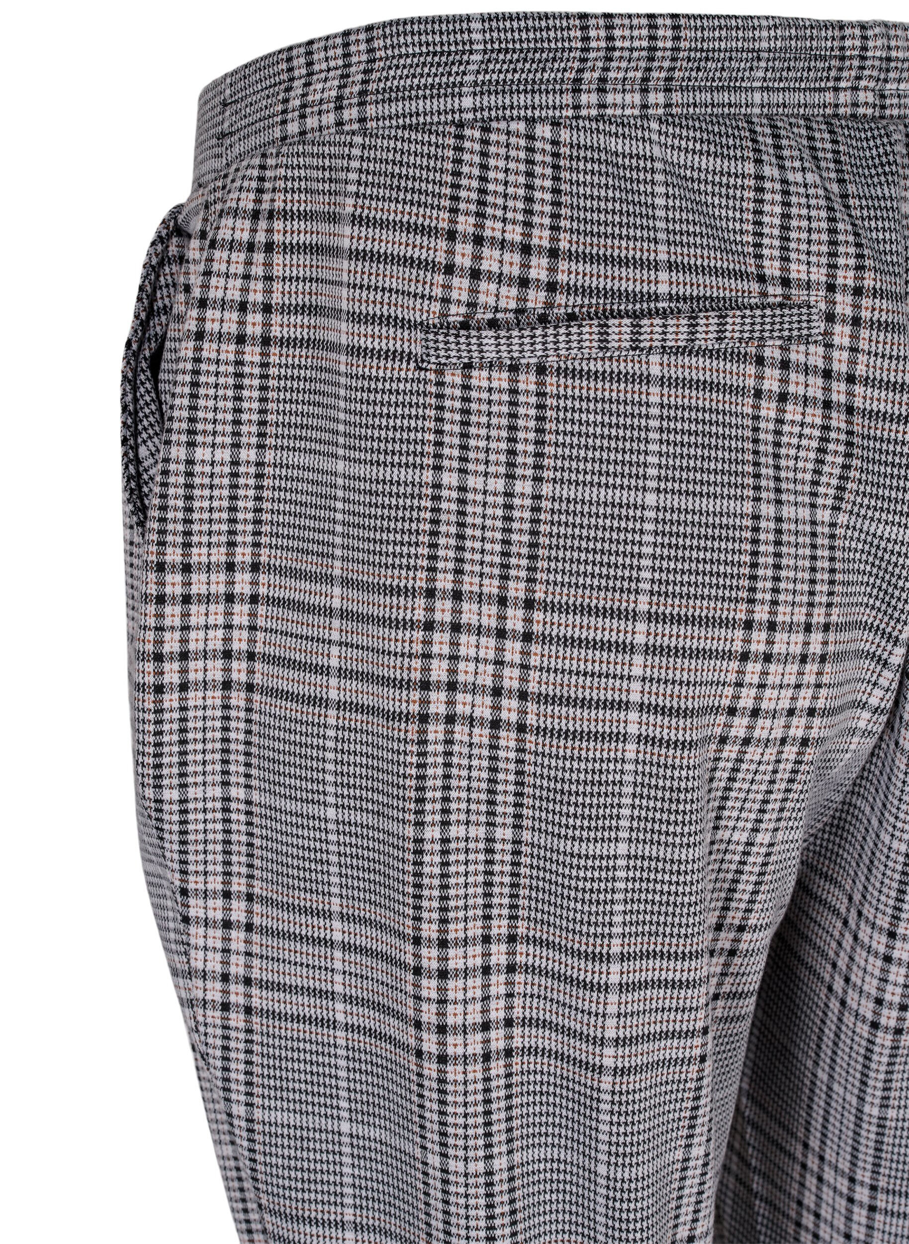 Zizzi Cropped Hose Maddison mit Karomuster, Black Check, Packshot image number 3
