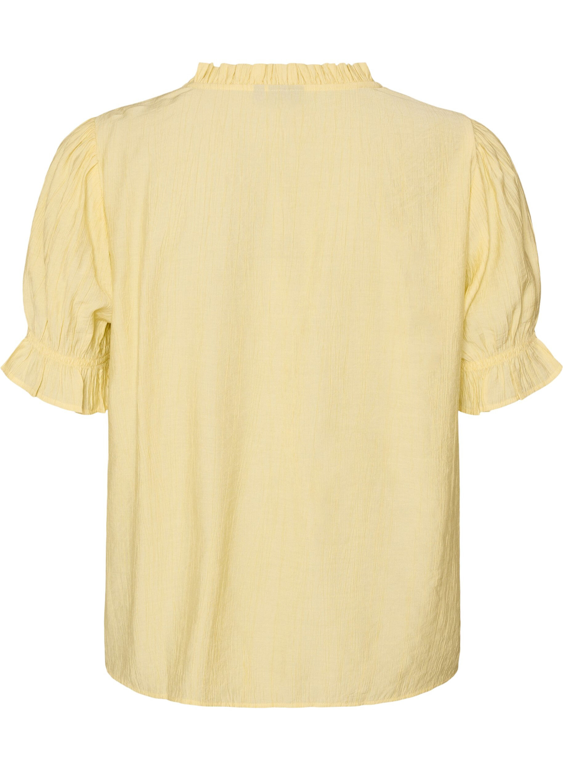 ZizziKurz&auml;rmelige Bluse aus einer Viskosemischung mit Struktur und R&uuml;schen&auml;rmeln, Gelb, Packshot image number 1