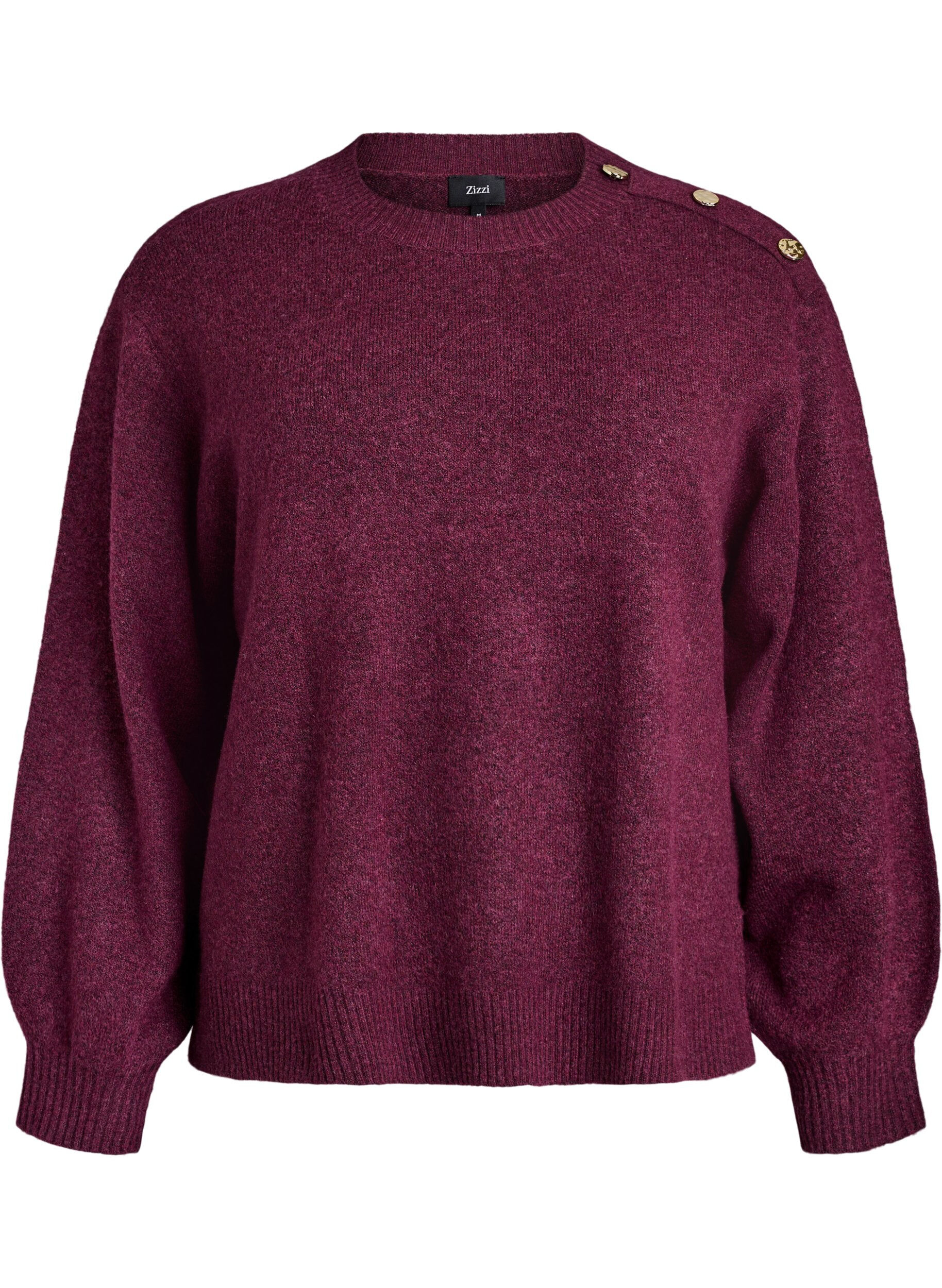 Zizzi Strickbluse mit Knopfleiste, Dunkles Bordeaux, Packshot image number 0