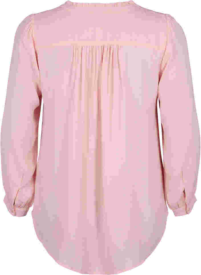 	 Langärmelige Bluse mit V-Ausschnitt, Strawberry Cream, Packshot image number 1