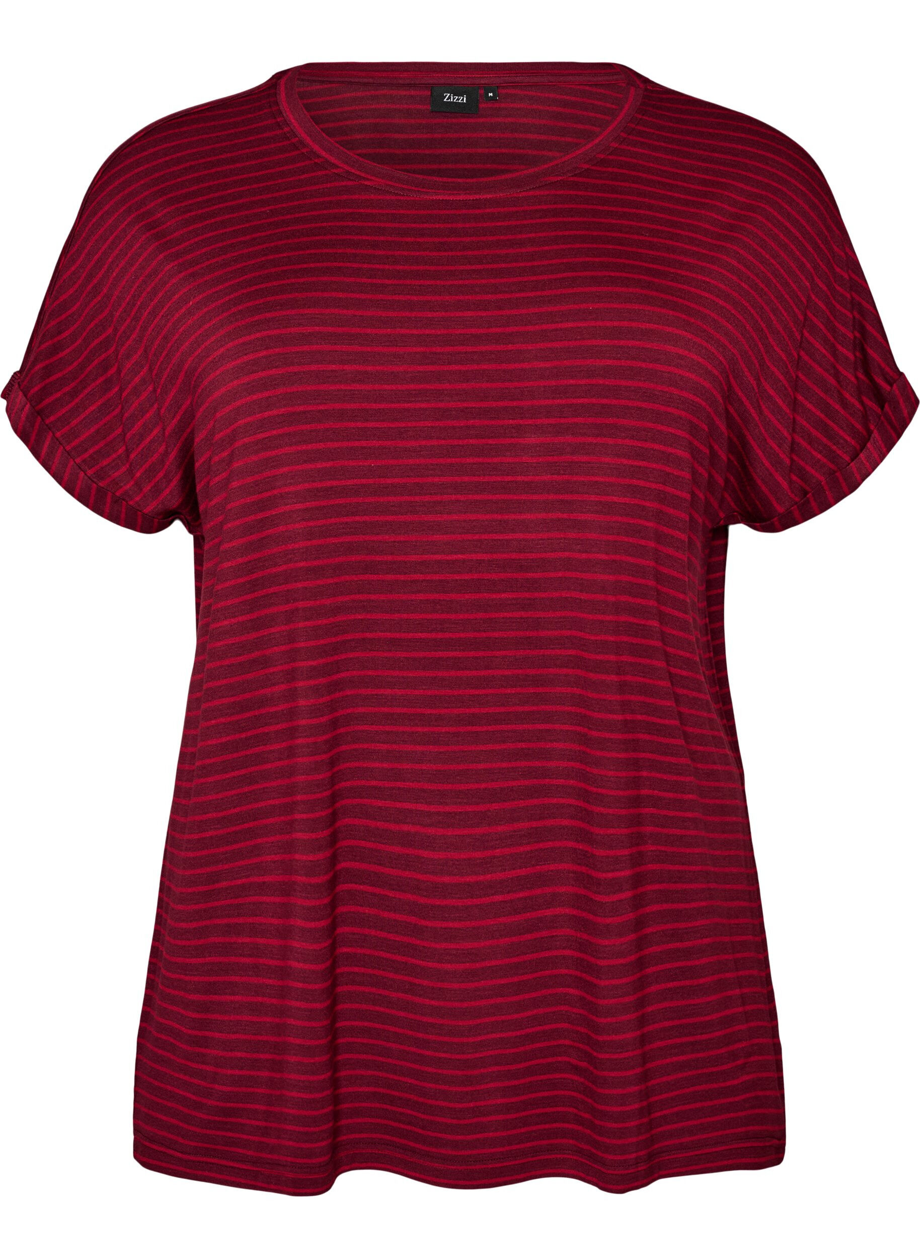 Gestreiftes T-Shirt aus Viskose mit Rundhalsausschnitt