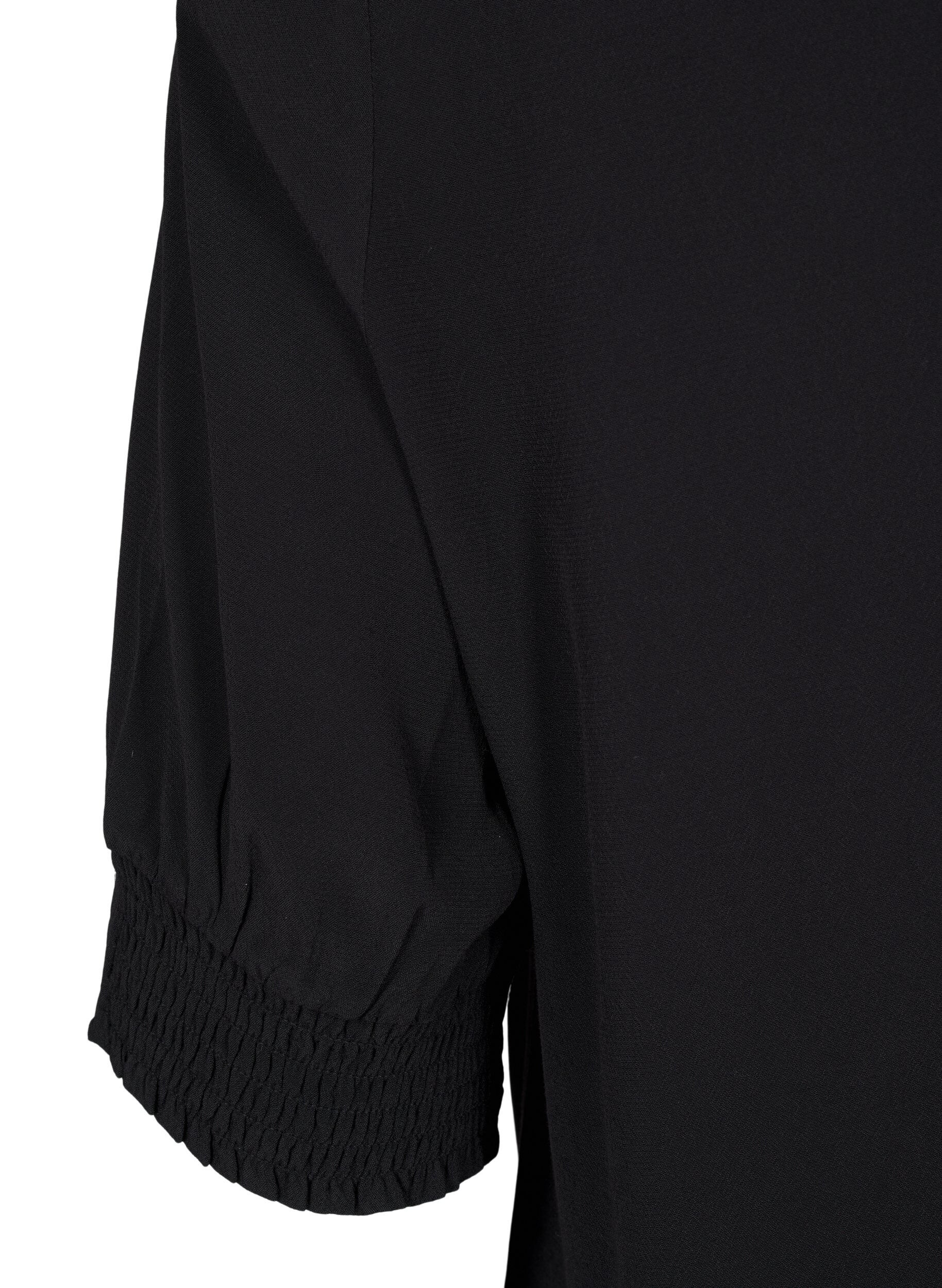 Zizzi Kurz&auml;rmelige Bluse aus Viskose, Schwarz, Packshot image number 3