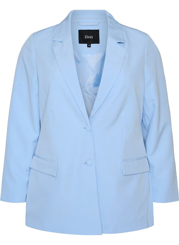 Klassischer Blazer mit Knopfverschluss, Blau, Packshot image number 0