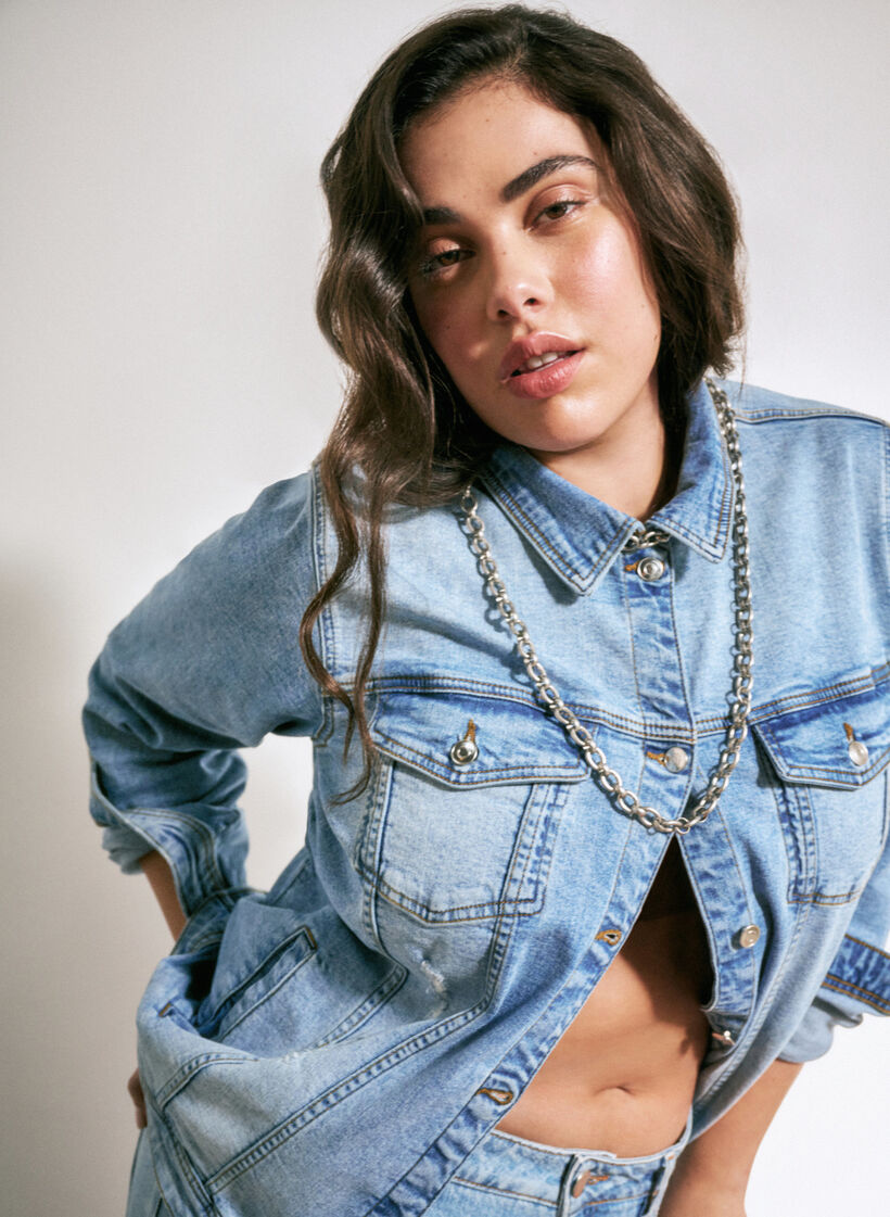 Kurze Denim-Jacke aus Baumwolle, Light blue denim, Image image number 0