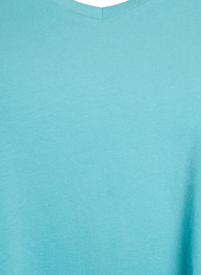 Einfarbiges basic T-Shirt aus Baumwolle, Blau, Packshot image number 2