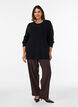 Strickbluse mit Rippstruktur und Knopfdetails, Schwarz, Model image number 1