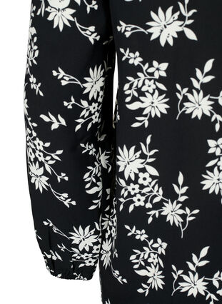 Bluse mit Puffärmeln, Black Flower AOP, Packshot image number 3