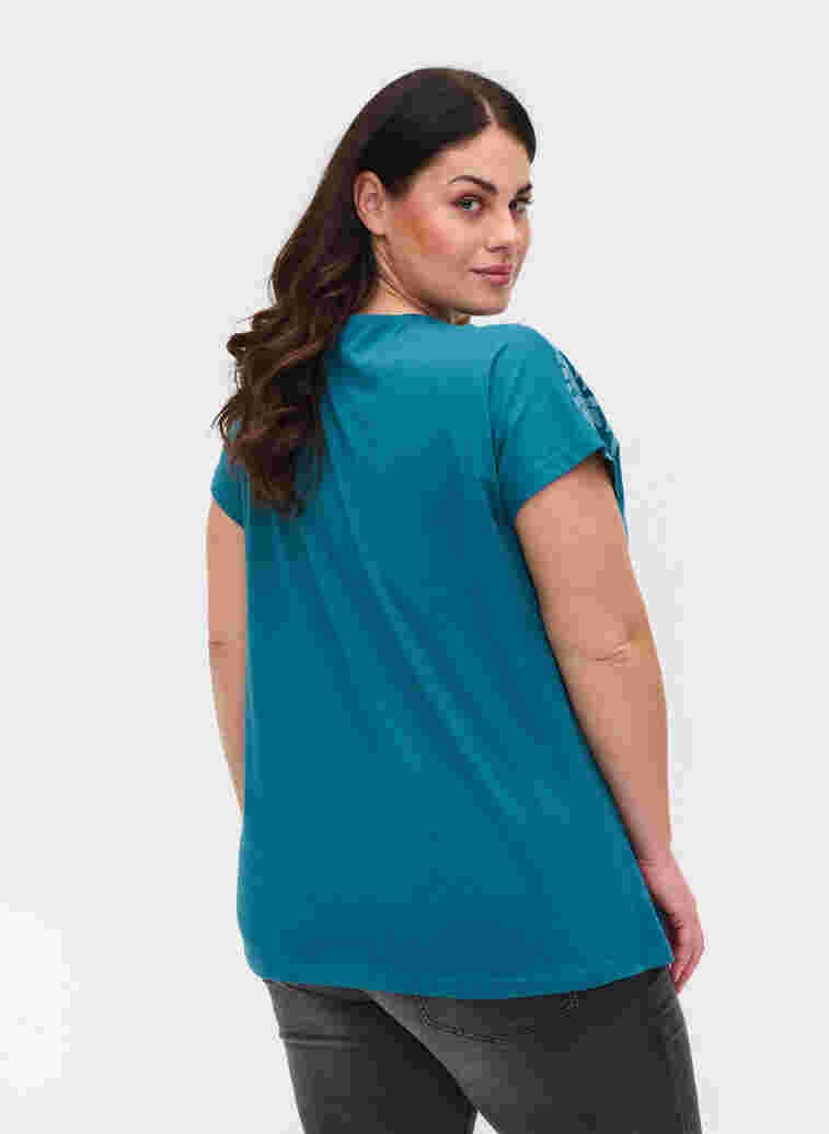 T-Shirt aus Baumwolle mit Printdetails, Dragon Mel Feather, Model image number 1