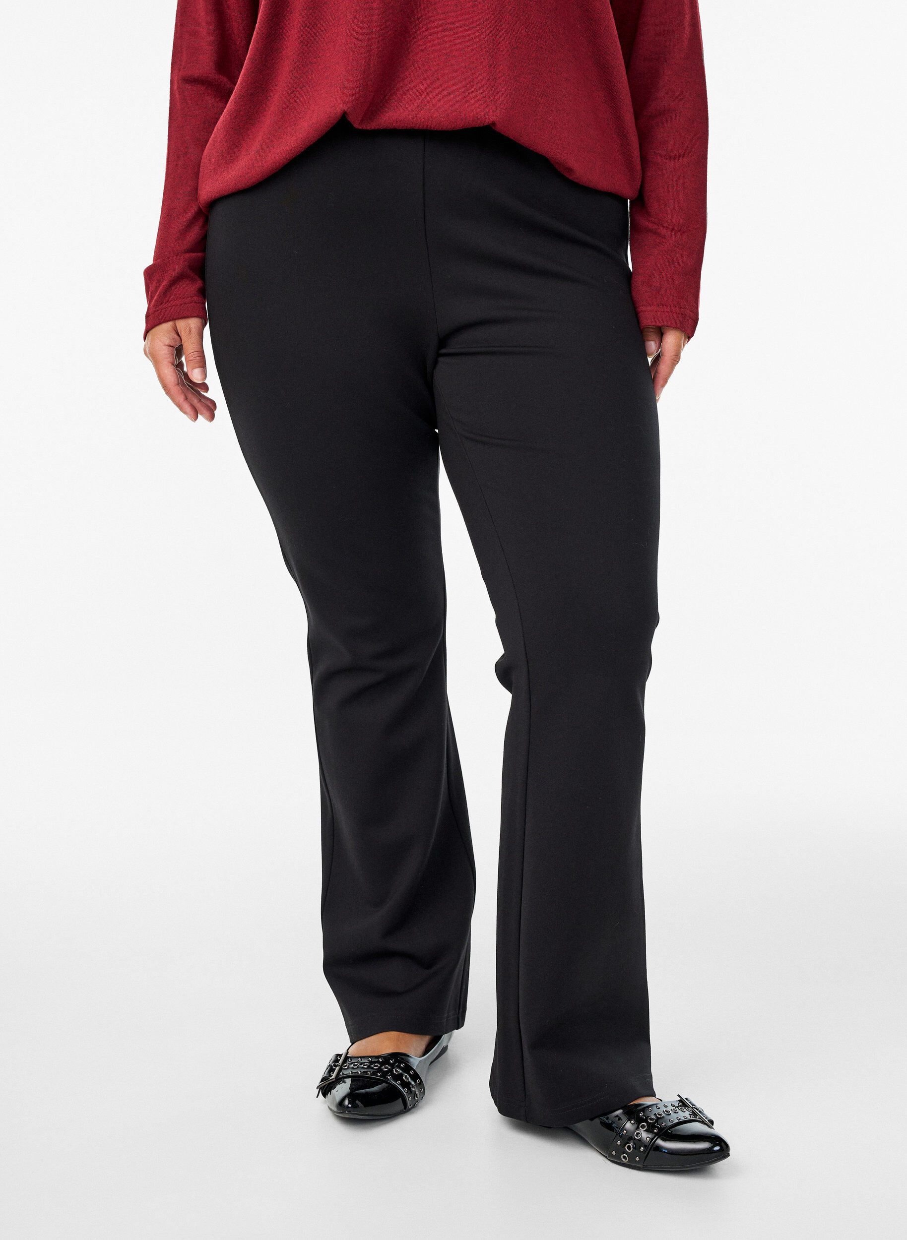 ZizziBootcut-Hose aus Viskose-Mix, Schwarz, Model image number 2