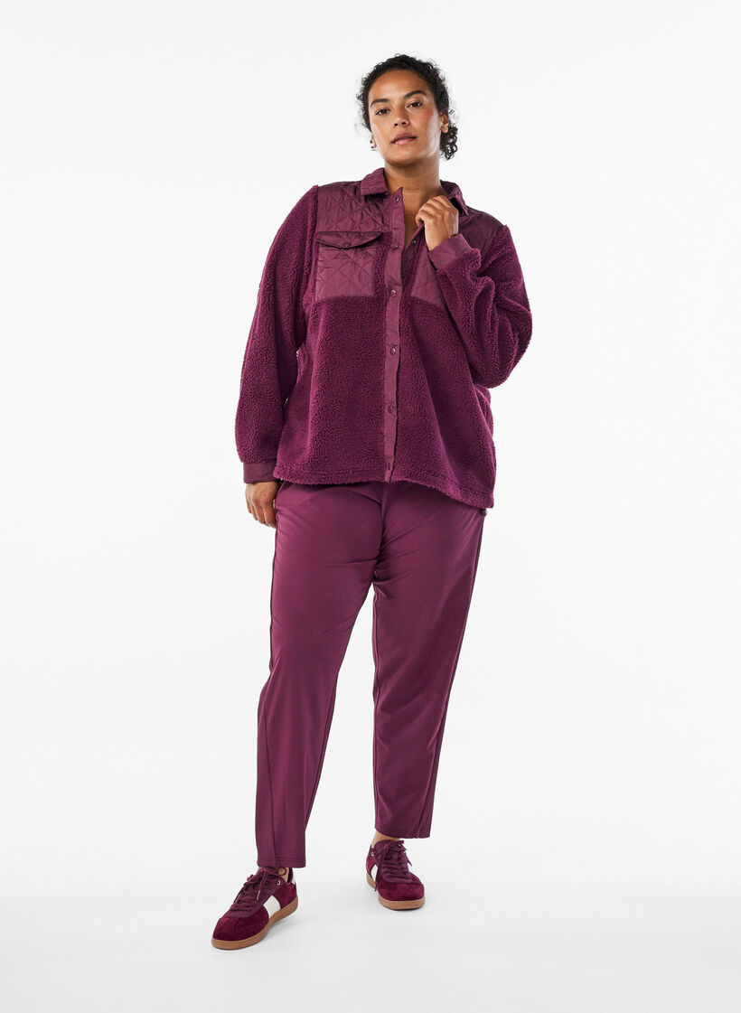 Fleecejacke mit gesteppten Details, Rot, Model image number 1