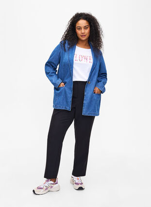 Jeansblazer mit Taschen, Blue Denim, Model image number 2