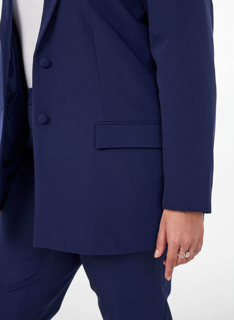 Klassischer Blazer mit Knopfverschluss, Blau, Model image number 3