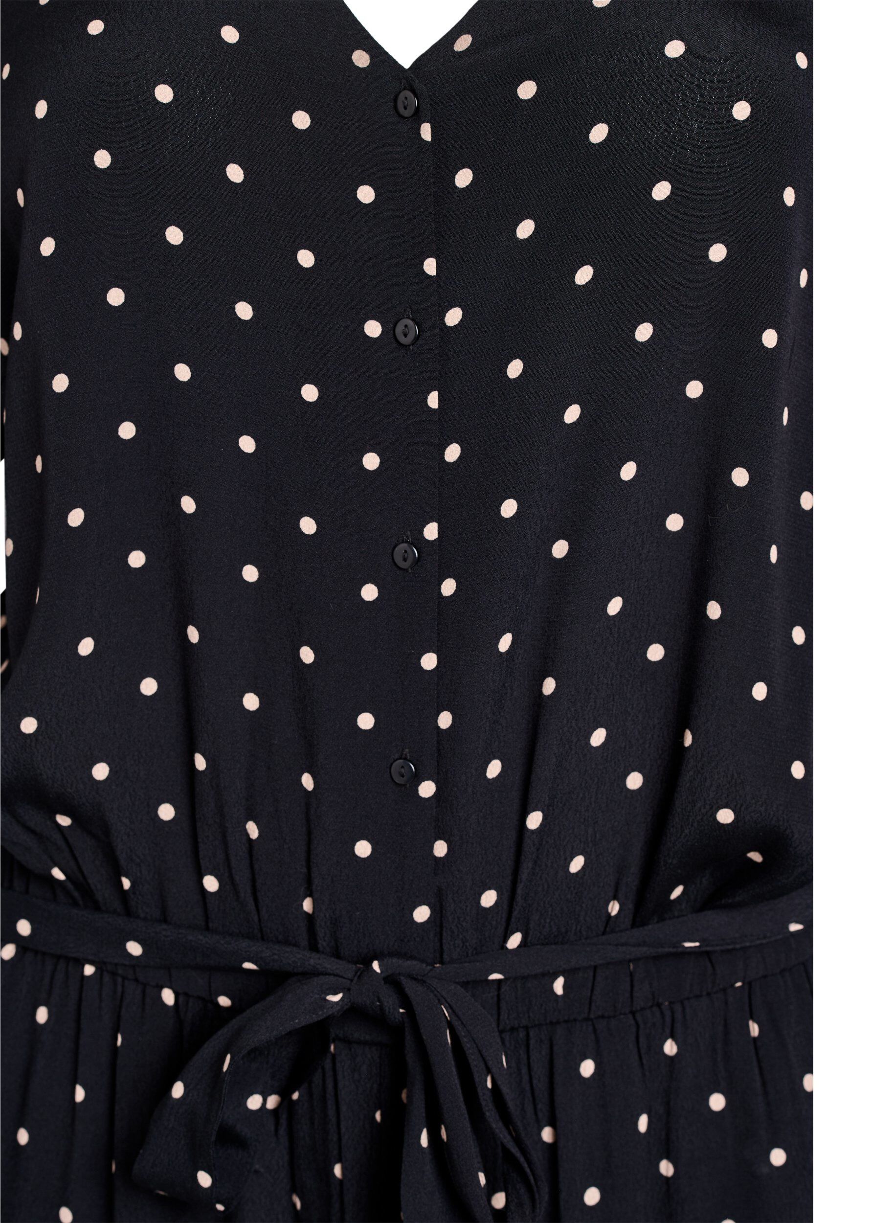 Zizzi Jumpsuit mit Punkten und kurzen &Auml;rmeln, Schwarz, Packshot image number 2