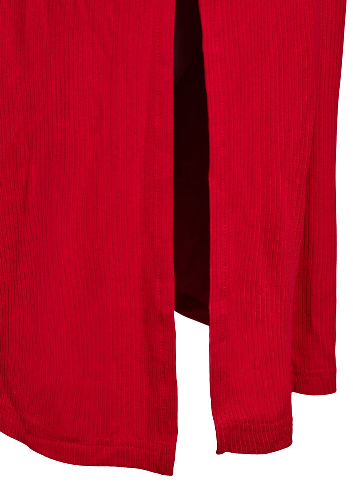 Ärmelloses geripptes Kleid aus Viskose, Rot, Packshot image number 3