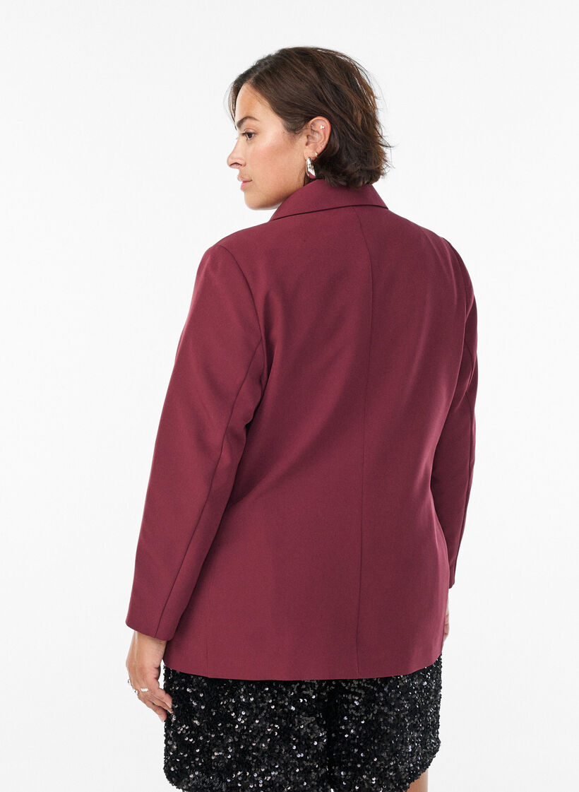 Klassischer Blazer mit Knopfverschluss, Rot, Model image number 2