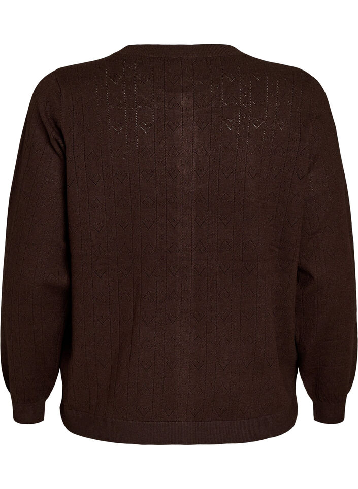 Strickjacke mit Herz-Lochstickerei, Braun, Packshot image number 1