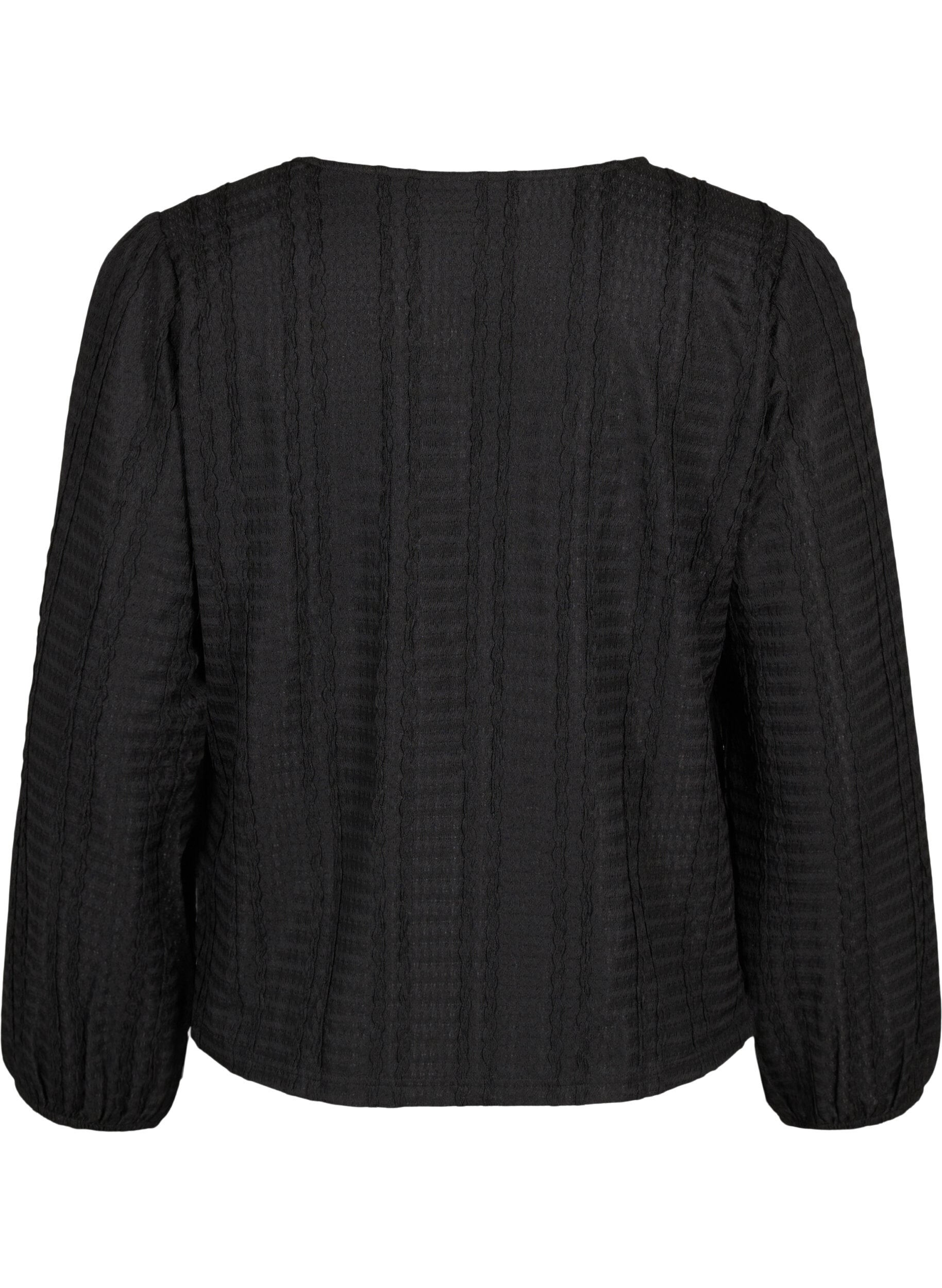 Zizzi Strickjacke mit B&auml;ndern, Black, Packshot image number 1